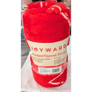 NWT Joyward Red White Heart Printed Flannel Throw Blanket 50x60 Plush CVS